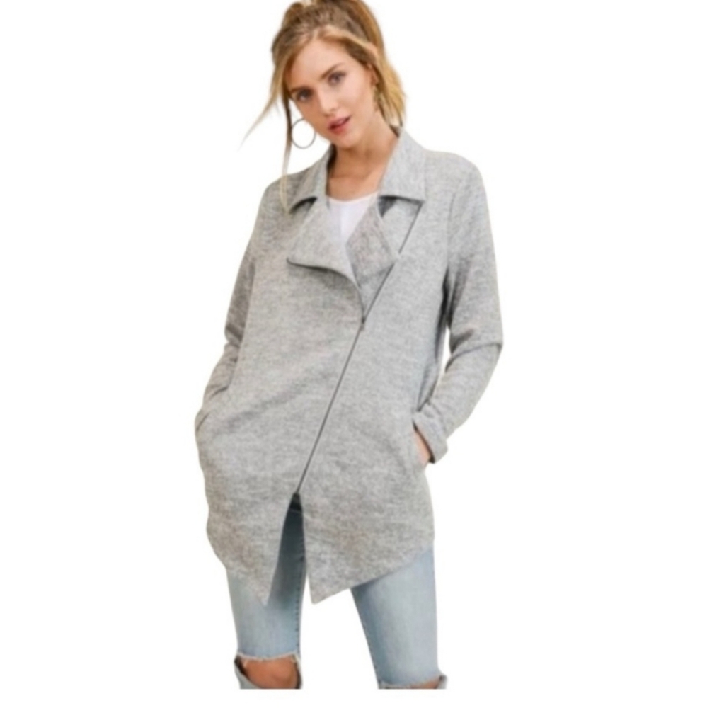 Doe & Rae Asymmetrical Modern Moto Knit Jacket Size S